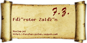 Fürster Zalán névjegykártya